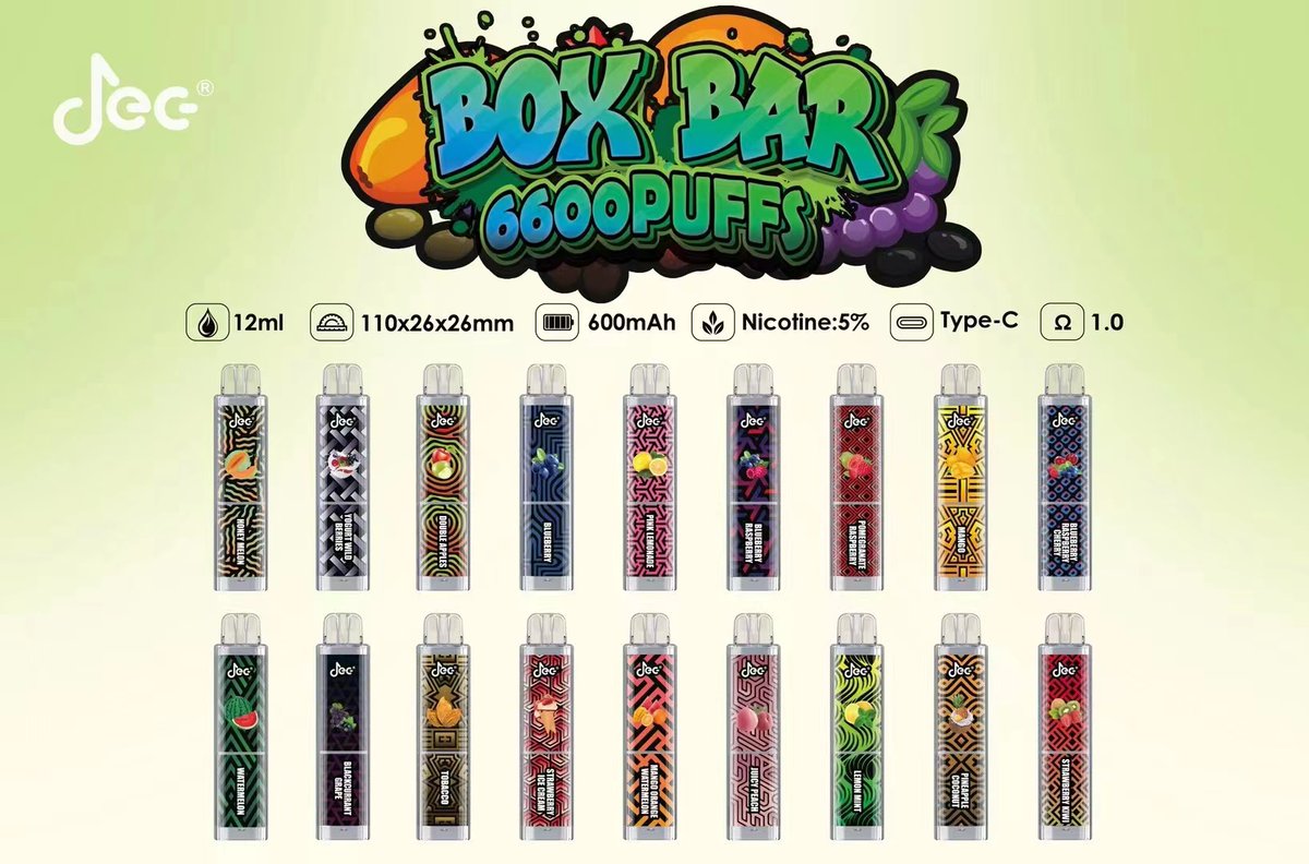 Original JEC Box bar 6600 puffs disposable from <a href="/WejoyDisposable/">Wejoy Disposable</a> :
* All flavors can be selected;
* Customized with your logo;
#wejoytech #vapeshow #vapedisposable #jecboxbar #vapedubai #vapedisposablepodkit #disposablevape #oem #wejoydisposable #vapepuffs #vapepodkit #crystal
