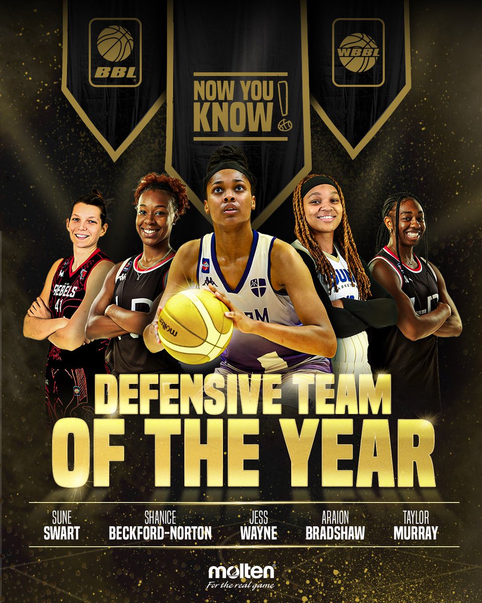 SprLeagueBballW's tweet photo. 🏆 Congratulations to Jess Wayne, @ShanNorts14, @suneswart, Taylor Murray and Araion Bradshaw who have been named in the @MoltenSports Defensive Team of the Year!

📲FULL STORY: https://t.co/okUKyZoYSa

#BritishBasketball https://t.co/1HSjHWwIkU