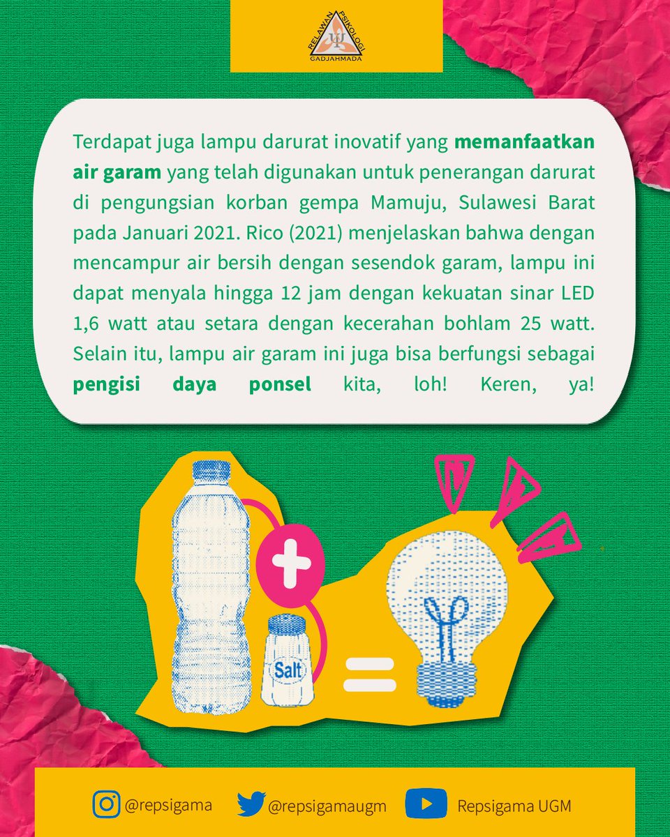 repsigamaugm's tweet photo. #Repsigama #KominfoRepsigama #AlatPeneranganDarurat #AlternatifPencahayaan #AntisipasiBencana #BottleLight #PrepareToCare https://t.co/v1Ngmxi27G