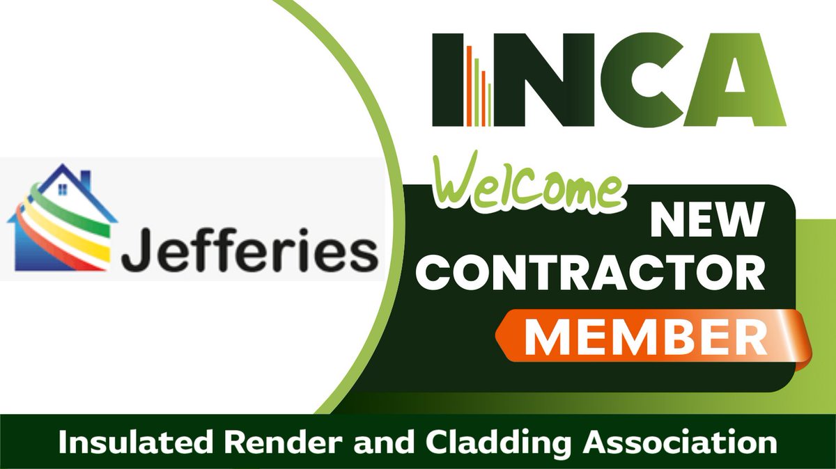 We are delighted to welcome and introduce new contractor member Jefferies Contractors Ltd. For further information, please visit their website > jefferiesltd.co.uk/index.php #inca #externalwallinsulation #render #specialist #installer #membership #quality #accredited