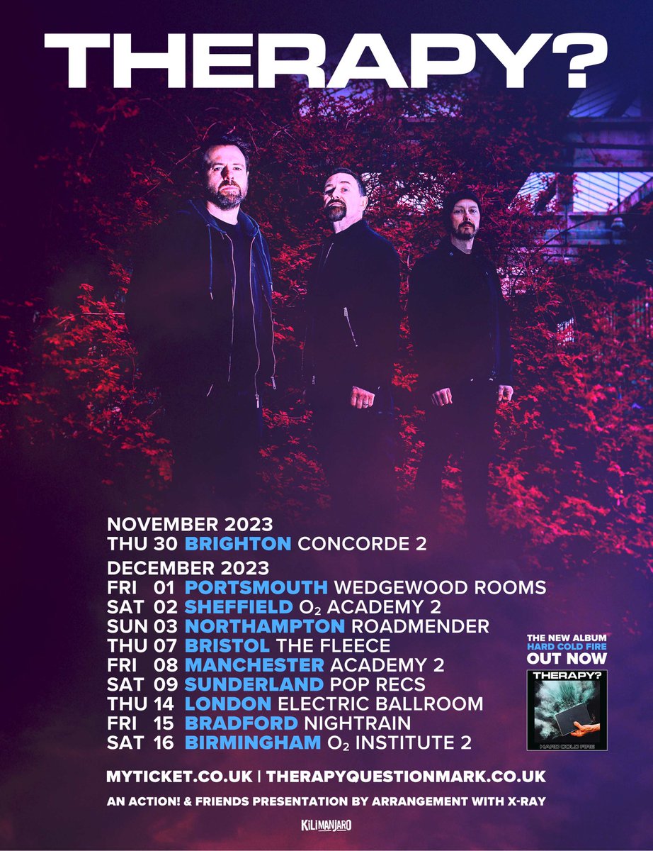 therapyofficial's tweet image. UK! We couldn’t leave you out of the "Hard Cold Fire" touring fun so we’re delighted to announce headlining shows for Dec 2023! 

The awesome @BokassaBand are in tow, this will be killer! On Sale this Friday 12th 10am
