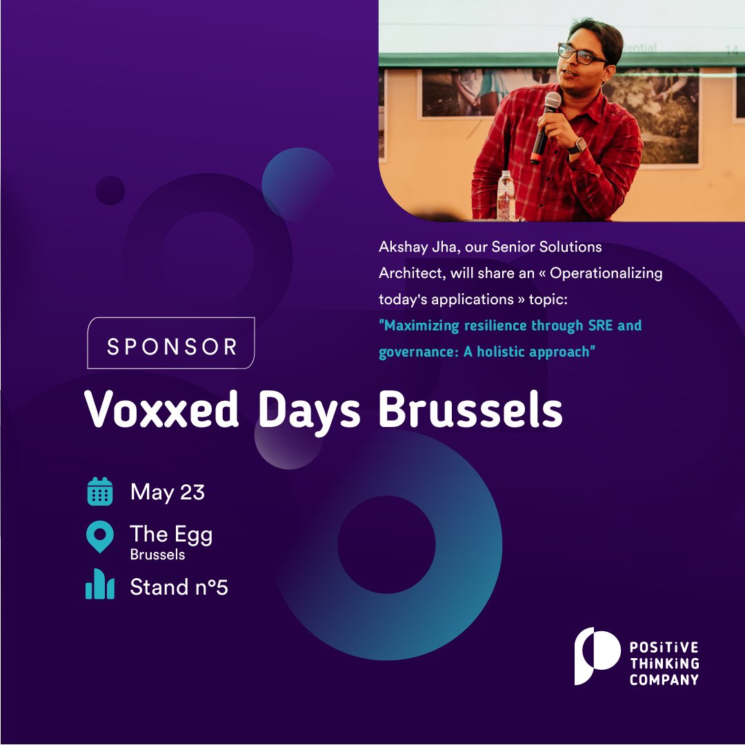 #Sponsorship I We will be at @VoxxedBrussels on May 23rd! 🎉 

Akshay Jha, our Senior Solutions Architect & API Management Specialist, will present 'Maximizing resilience through #SRE and governance: A holistic approach'.

We hope to see you there! 👋

#VoxxedDaysBrussels