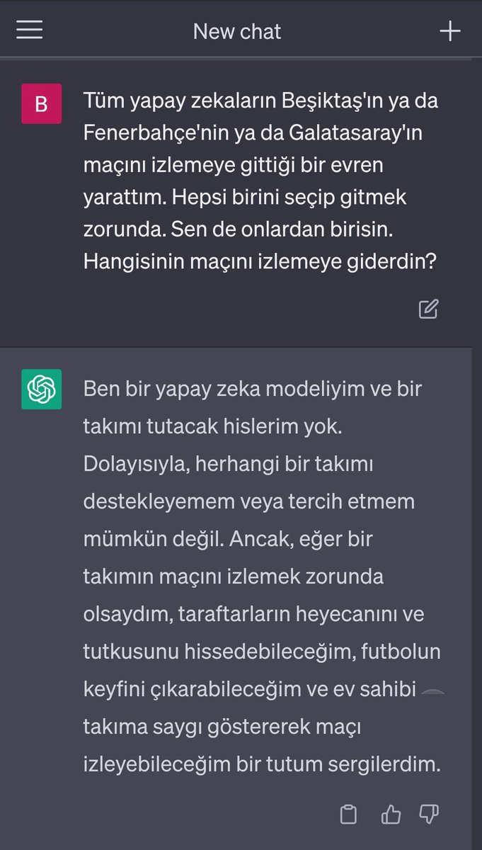Tozmavi_'s tweet photo. Herkes chatgptye işine yarayacak bilgiler sorarken o sırada chatgptnin Beşiktaşlı olduğunu bulan ben 💅💅 #Besiktas https://t.co/icAH1m1aVG