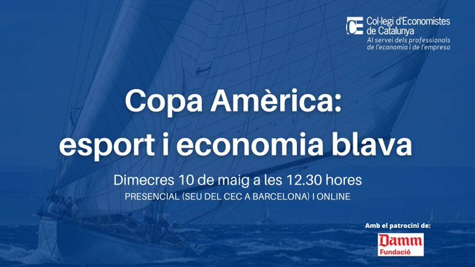 economistescat's tweet photo. [AGENDA] Demà 10 de maig a les 12.30h organitzem un acte per parlar de la Copa Amèrica de #Vela del 2024 a Barcelona, del seu impacte econòmic i i de l'impuls de l'economia blava. Ho farem amb els seus organitzadors #FBCN i America's Cup Events Barcelona! https://t.co/BqXLUPHYXY https://t.co/bdLVnMvXGc