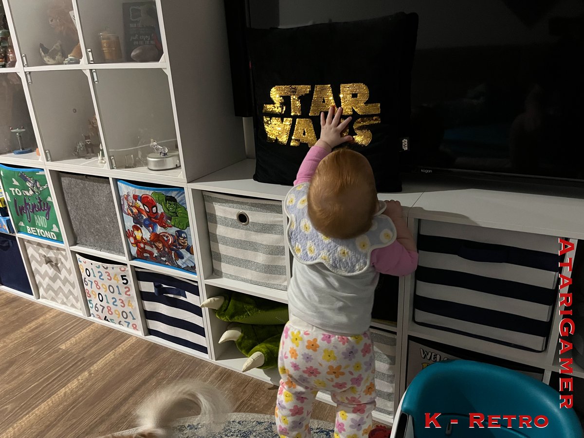 kretro_gaming's tweet photo. #Player4 is deff reaching for the #StarWars ⭐️
Soon she’ll be running around and asking to play papa’s #RetroConsoles 😅
#GamerGirl #JustForFun #GamesRoom https://t.co/EeENFrEE1l