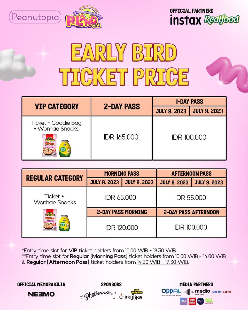 Early Bird tickets on sale on May 11 at 14.00 at Loket!!! Finally right??😍

Check out the benefits of getting early bird tickets thanks to our sponsor Mujigae by Wonhae!

Keep an eye for the tutorial tomorrow! See youuu🚀

#PLAND #PLANDVol2