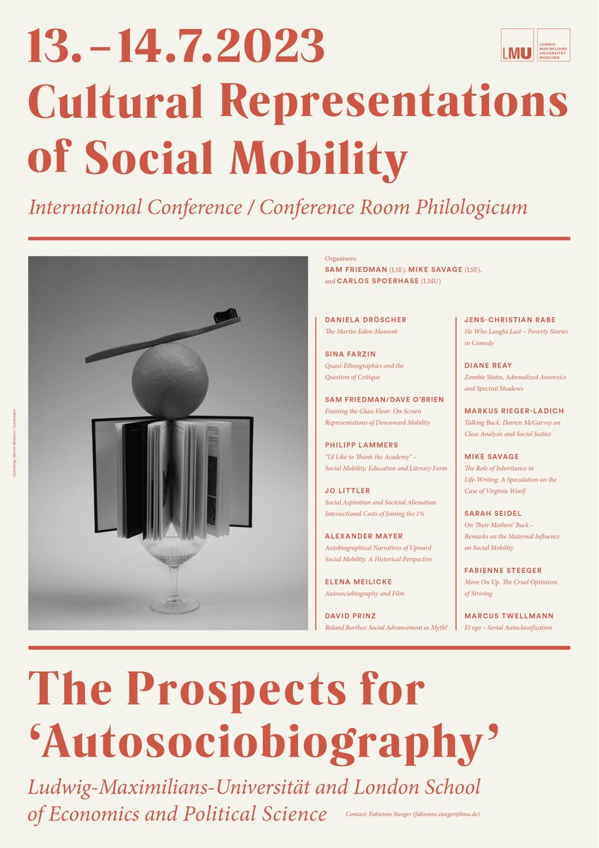 We are excited to bring together sociologists and literary scholars to explore the question of how social mobility is culturally constructed and contested in our time. Join us @LMU_Muenchen @MikeSav47032563 @SamFriedmanSoc