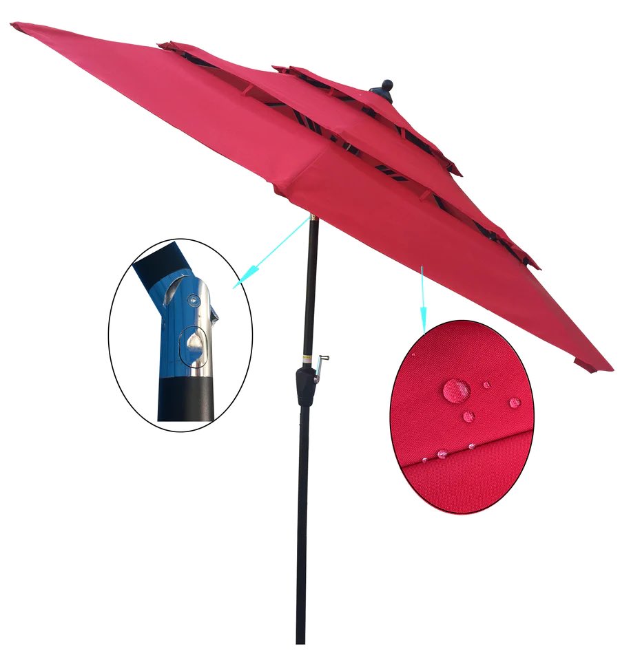 9Ft 3-Tiers Outdoor Patio Umbrella
Here comes a patio umbrella, which provides you with shade to enjoy the beautiful life of summer. Visit our website and get for an amazing price!
