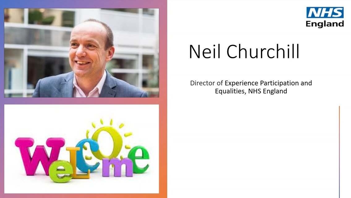 @neilgchurchill opening the system #coproduction sharing the learning event this morning. Looking forward to hearing from all the systems co-producing improvements #ExpOfCare @acserrao76 @lorrainewolfen1 @davidcmcnally 👏🤩