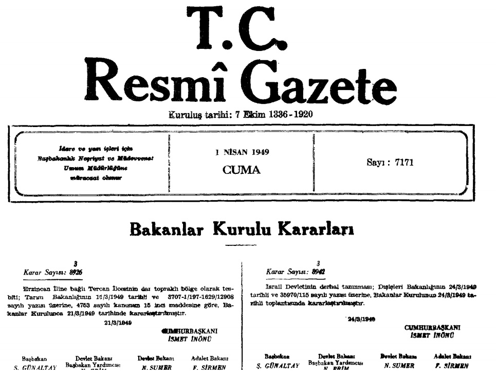 Siyonist israili ilk taniyan parti CHP idi ve ondan sonra bir daha secilmedi,bazilari inadina bir daha CB yapmak istiyorlar!