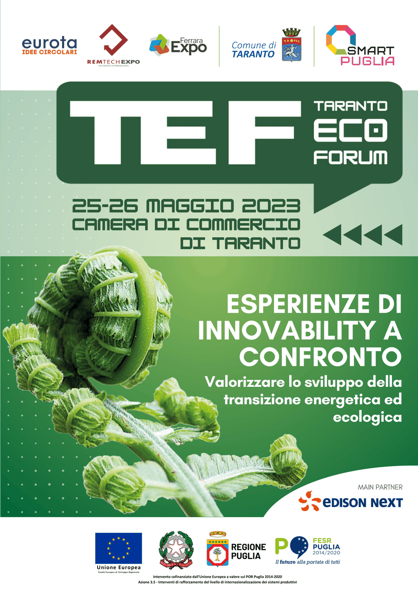 tweetCFA's tweet photo. Il 26 maggio la nostra Presidente Cinzia Pasquale sarà al Taranto Eco Forum per parlare di transizione energetica ed ecologica 🍃
Interverrà nella tavola rotonda sull'importanza della sostenibilità nel comparto acque

#CFAontheroad #transizione https://t.co/dhu6MYIxQC