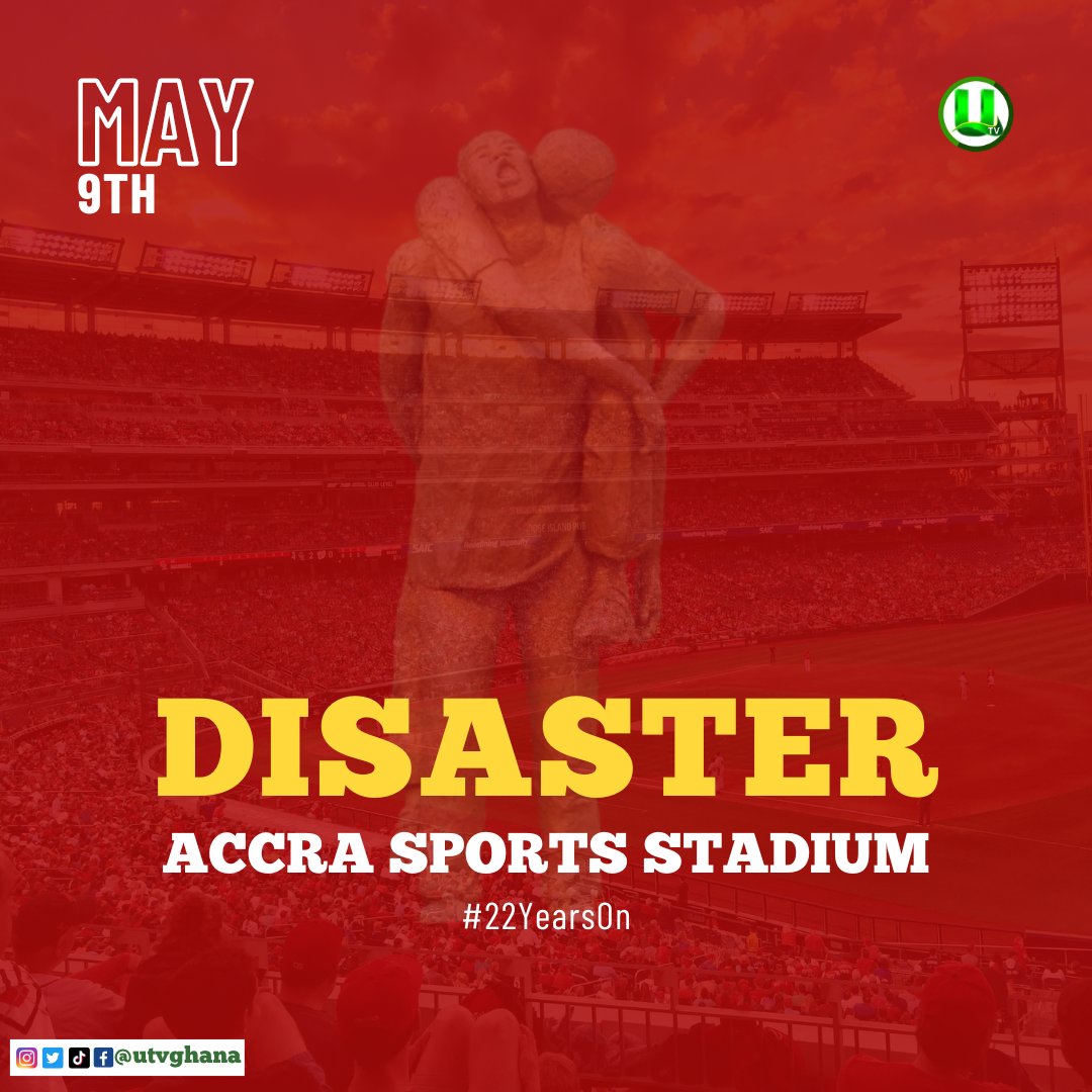 utvghana's tweet photo. Today in History, May 9, 2001, marks 22 years of the Accra Sports Stadium Disaster as a result of a stampede leading to the loss of 127 lives of football fans of two great football clubs, Kumasi Asante Kotoko and Accra Hearts of Oak in Ghana.

#UTVSports https://t.co/STZcCqoqIK