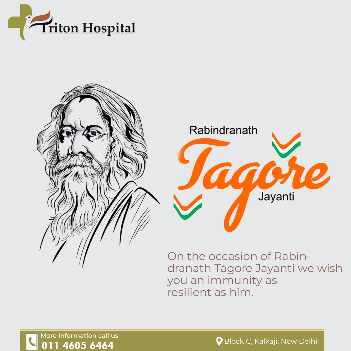 The melodies of Tagore's songs are still as fresh as ever. Happy Rabindranath Tagore Jayanti!

#RabindranathTagoreJayanti #TagoreJayanti #TagoreBirthday #Tagore #BengaliLiterature #IndianLiterature #NobelLaureate #Triton #Treatment #care #tritonhospital