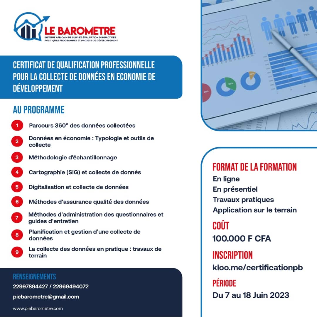 𝐂𝐄𝐑𝐓𝐈𝐅𝐈𝐂𝐀𝐓 𝐃𝐄 𝐐𝐔𝐀𝐋𝐈𝐅𝐈𝐂𝐀𝐓𝐈𝐎𝐍 𝐏𝐑𝐎𝐅𝐄𝐒𝐒𝐈𝐎𝐍𝐍𝐄𝐋𝐋𝐄 𝐏𝐎𝐔𝐑 𝐋𝐀 𝐂𝐎𝐋𝐋𝐄𝐂𝐓𝐄 𝐃𝐄 𝐃𝐎𝐍𝐍𝐄𝐄𝐒 𝐄𝐍 𝐄𝐂𝐎𝐍𝐎𝐌𝐈𝐄 𝐃𝐄 𝐃𝐄𝐕𝐄𝐋𝐎𝐏𝐏𝐄𝐌𝐄𝐍𝐓

Inscrivez-vous dès maintenant !

Le lien d'inscription est ici : kloo.me/certificationpb