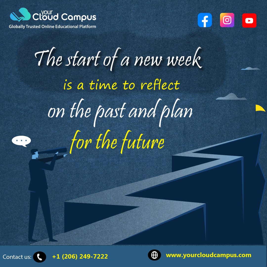 YConlinetuition's tweet image. 📚The start of a new week is a chance to reset, refocus, and pursue new opportunities. Embrace the possibilities and make the most of the fresh start !!

******Your Cloud Campus******
Always the right choice

🌐yourcloudcampus.com
✉info@yourcloudcampus.com

#newweek #plan