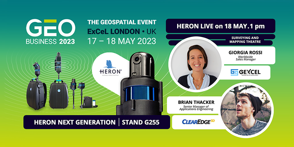 GexcelSrl's tweet photo. Meet new-generation HERON systems at @GEOBusinessShow (London, 17-18 May)! Stop by booth G255. GEXCEL &amp; CleareDge3D will show you cutting-edge reality capture technologies. Find more > https://t.co/xiqtyvRi7i

@GexcelSrl @ClearEdge_3D #GexcelHERON #realitycapture #GEOBusiness https://t.co/bejNW2iE9Q