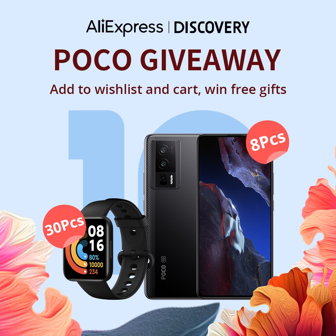 ✨POCO Giveaway  
How to enter 👇
 1.Download AliExpress
2.Enter POCO Phone Store👉aliexpress.com/store/11016052…
3.Click Feed tab at the bottom 
4.Find the certain giveaway post and follow the instructions to enter 
🎊Wish the best