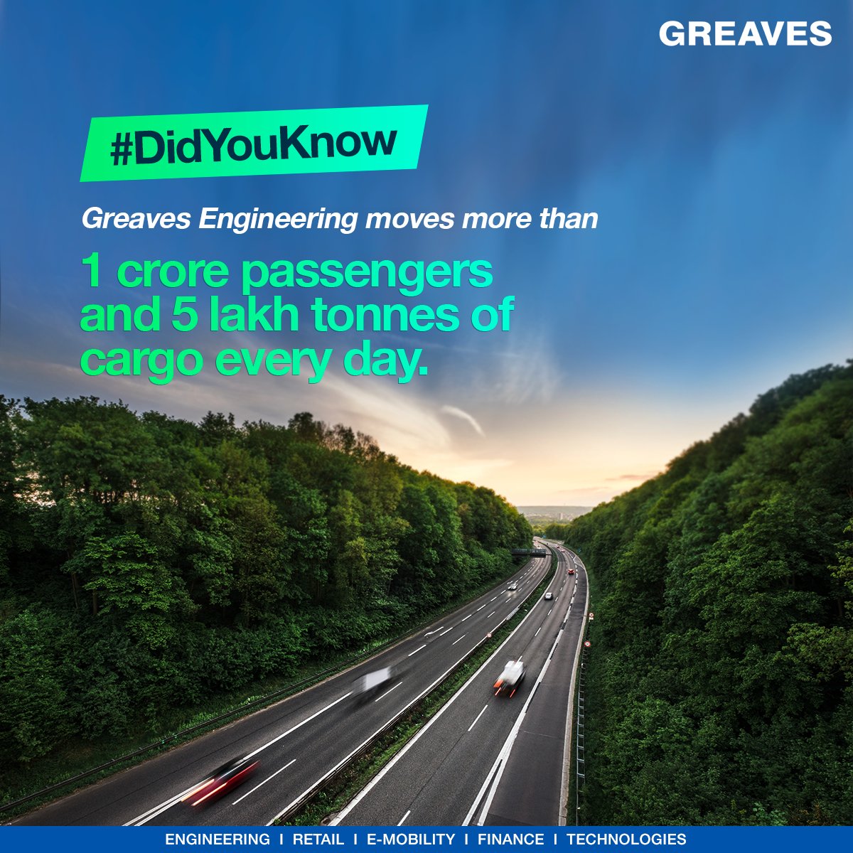 GreavesCottonIN's tweet photo. #DidYouKnow Greaves Engineering moves 1 crore passengers and 5 lakh tonnes of cargo every day?
Let's celebrate the incredible power of innovation & technology that helps propel our nation forward.
#GreavesCotton #GreavesEngineering #TransportationSector #MovingIndiaForward https://t.co/xdmOEQDvcp