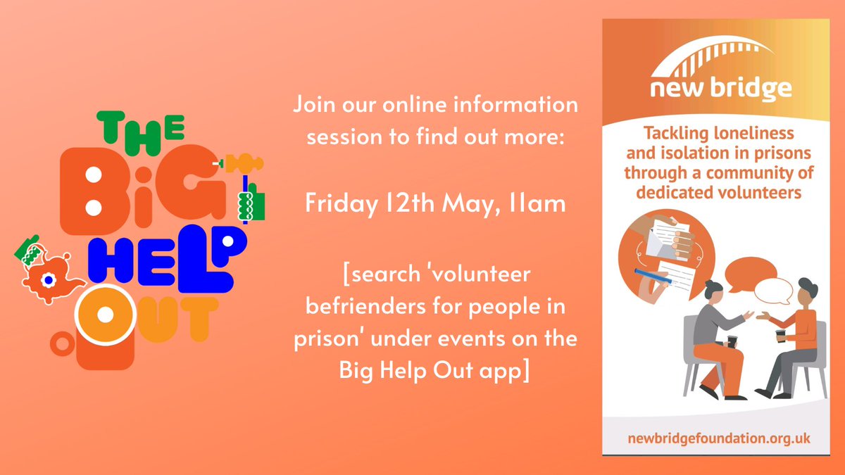 Inspired by @TheBigHelpOut23 to start your own #volunteering journey? Register for our information session to learn more about how you can join our flexible & rewarding opportunity, and #bethebridge for an isolated person in #prison Find us on the #BigHelpOut app now!
