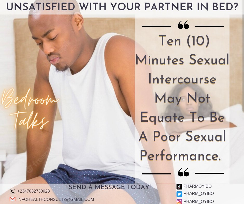 Pharm_Oyibo's tweet photo. Sexual performance is an important aspect of our overall well-being, and poor sexual performance can have significant impacts on our mental, emotional, and physical health. Unfortunately, it is a common issue experienced by both men and women.
#Rinu #Rema #SnapChat #Sexualheath https://t.co/77ndRnWUwg