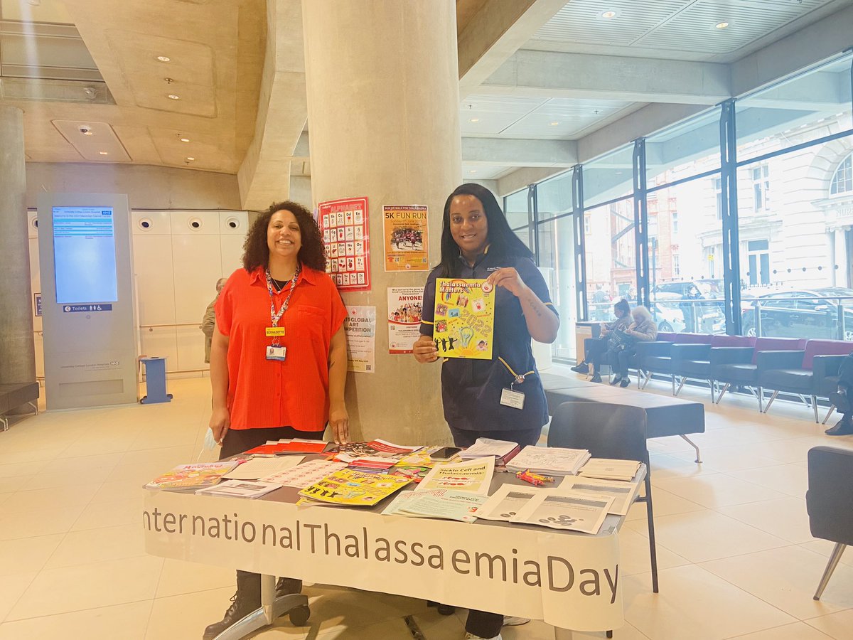 Two of our amazing red cell CNS team <a href="/uclh/">UCLH</a> spreading the word about Thalassaemia for #InternationalThalassaemiaDay go and say hello if you are on site