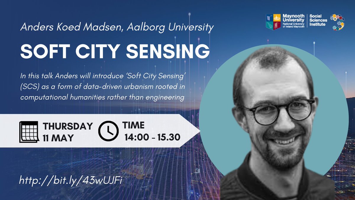 MU Social Science Institute (@mu__ssi) on Twitter photo Join <a href="/RobKitchin/">Rob Kitchin</a> and <a href="/Anderskoed1/">Anders Koed Madsen</a> 11th May at 2pm here in the <a href="/MU__SSI/">MU Social Science Institute</a> seminar room as Anders discusses #softcitysensing as a form of data-driven urbanism rooted in computational humanities rather than engineering #interactivecartography #urbanplanning 🗺️bit.ly/3B5HA8S Join <a href="/RobKitchin/">Rob Kitchin</a> and <a href="/Anderskoed1/">Anders Koed Madsen</a> 11th May at 2pm here in the <a href="/MU__SSI/">MU Social Science Institute</a> seminar room as Anders discusses #softcitysensing as a form of data-driven urbanism rooted in computational humanities rather than engineering #interactivecartography #urbanplanning 🗺️bit.ly/3B5HA8S