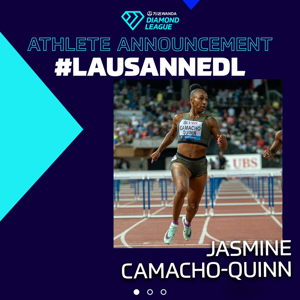 Diamond_League's tweet photo. Reigning #DiamondLeague 💎 champion and world 🌎 record holder @Evaglobal01 of Nigeria and Puerto Rico's Olympic champion @JCamachoQuinn will go head to head 😤 in the 100m hurdles at the @athletissima meeting in Lausanne in June 🔥 

#LausanneDL 🇨🇭