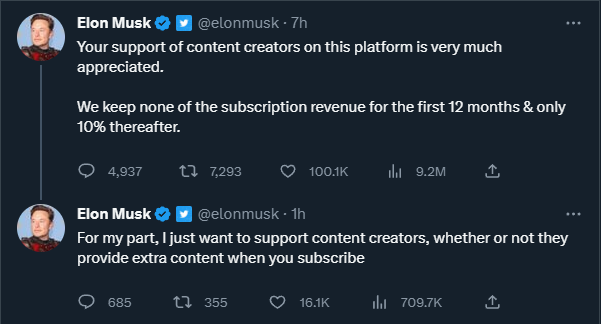 Hey <a href="/elonmusk/">Elon Musk</a>, 

If you want to support content creators on the platform, you should consider removing the limitations active creators and community builders get. 

I have now tweeted over 70,000 times in under 11 months, connecting with my audience and creating connections
