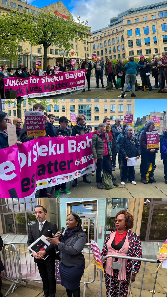 zamardzahid's tweet photo. Crowds gathering in support of #ShekuBayoh. Public Inquiry into the death of #ShekuBayoh resumes today in #Edinburgh. #JusticeForShekuBayoh #NoJusticeNoPeace 🏴󠁧󠁢󠁳󠁣󠁴󠁿✊🏽 https://t.co/ttVS1t7xW0