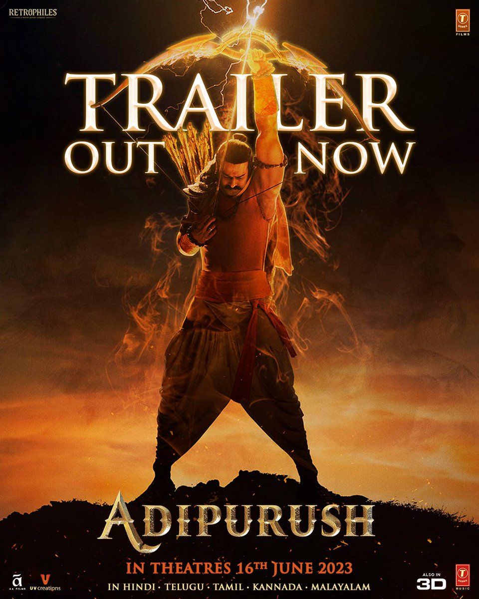 ravyscinema's tweet photo. #Prabhas's #AdipurushTrailer out now!

https://t.co/tQTBLHXjm2 

#RavysCinema https://t.co/IoqCvnETNU