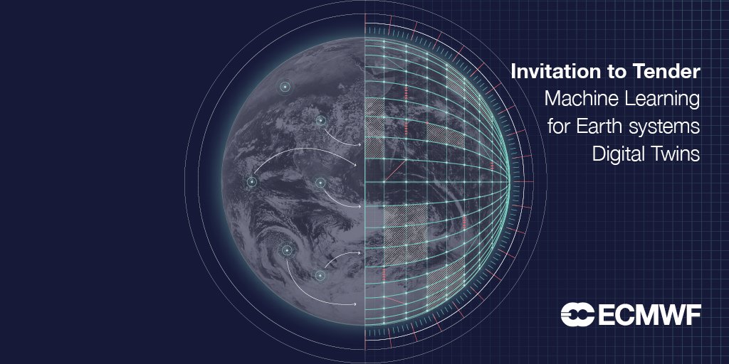 🌍🌐 You could be part of our #DestinationEarth team working on #ECMWFDigitalTwins! There is one month left to respond to the #InvitationToTender: #MachineLearning for Earth systems #DigitalTwins Closes 16:00 CEST, 9 June 2023. All details via ➡️ ecmwf.int/en/about/suppl… #DestinE