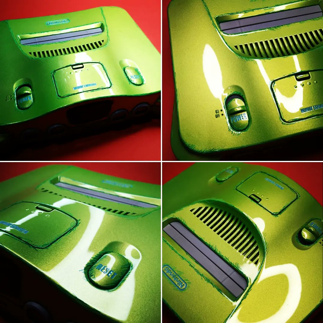 Raw_Talent81's tweet photo. HDMI N64 console
Kawasaki Green+ Gold Pearl 
#64hd #hdmimod #N64 #custommade 
@GameboxSystems https://t.co/kKCNDKEGzR