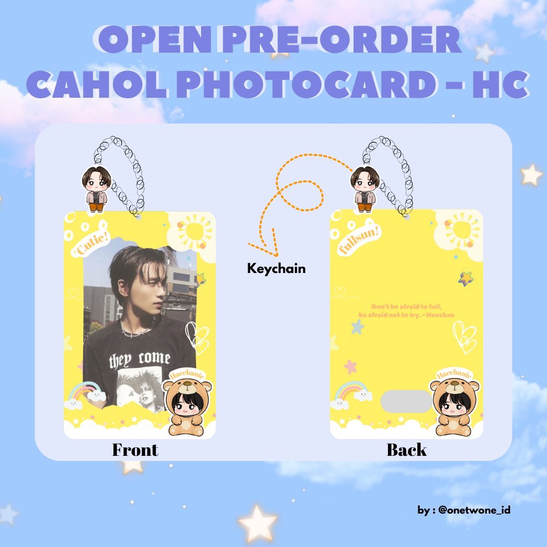 onetwone_id's tweet photo. [PRE-ORDER] 
 ⏩ Cahol Photocard Haechan

Harga : 65k
DP : 35k
Close PO : 21 Mei 2023

Details :
- Size PC holder : 7 x 10,5 cm
- Size inside frame : 5,7 x 8,9 cm
- Tebal acrylic : 6mm (2mm + 2mm + 2mm)
- Innersleve bisa masuk
- Get Keychain &amp; Photocard Haechan

#By121 #HAECHAN https://t.co/BAUSISRRZz