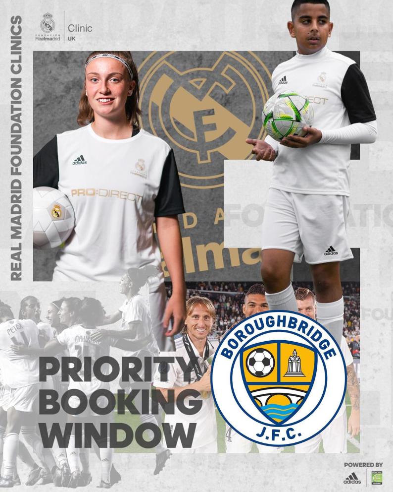 BbridgeJFC's tweet photo. Real Madrid Foundation is coming to Boroughbridge. Don’t miss out on the hottest ticket in town ⚽️ 🔥 Book your place here: https://t.co/cwGZymf3dZ #Boroughbridge #ripon #knaresborough #northyorkshire #thirsk #wetherby #Madrid #grassrootsfootball https://t.co/N4CvgS62W8