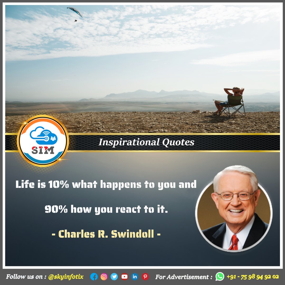 skyinfotix's tweet photo. Life is 10% what happens to you and 90% how you react to it. 🙂
#CharlesRSwindoll
❤️ @skyinfotix
#skyinfotix #sim #tamilnadu #india #salem #positivethinking #dharmapuri #inspirationalquote #quotes #quote #tamilquotespage #success #instagrampost #positivevibes #life #swindoll https://t.co/0vH91vymXC
