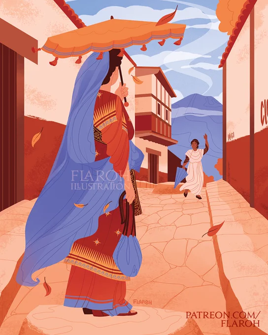 Autumn in Pompeii      It's a bright, crisp morning in Pompeii, and some friends are meeting for a   stroll. Hmm, thats funny, that cloud almost looks like it's coming out of Vesuvius… #ClassicsTwitter #AncMedTwitter