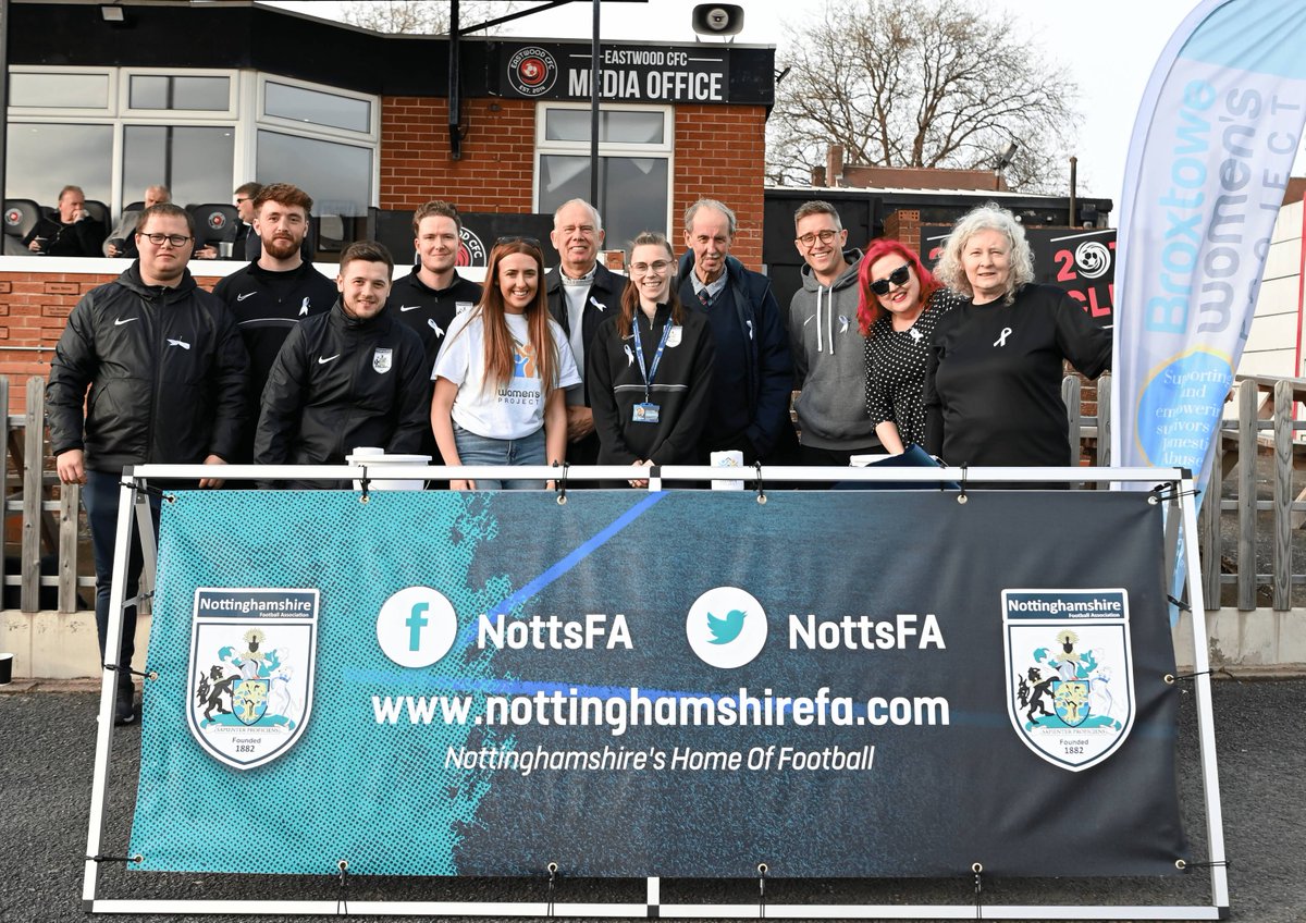 Great to have <a href="/Broxtowewomen/">BWP (Broxtowe Women's Project)</a> with us at <a href="/eastwoodcfc/">eastwood cfc fa league</a> last week at the first of five County Cup Finals, supporting us in raising awareness of violence against women.

Thank you to the clubs involved on the evening for the warm welcome <a href="/CTFC1904/">Carlton Town FC</a> <a href="/TheHighwayMen_/">Newark and Sherwood United Football Club</a>

<a href="/WhiteRibbon_UK/">White Ribbon UK</a>