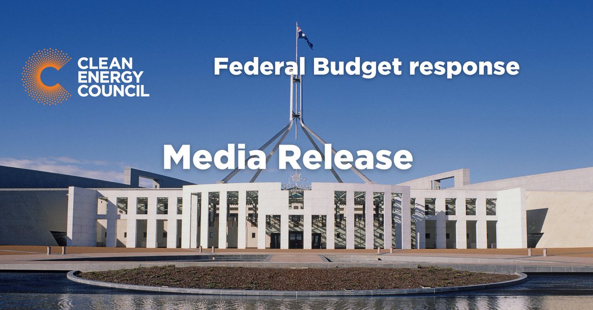cleannrgcouncil's tweet photo. Media release: FEDERAL BUDGET KICK-STARTS CLEAN ENERGY SUPERPOWER MASTERPLAN WITH $4 BILLION NEW FUNDING 
Read our full release: https://t.co/VufybVpv4g https://t.co/bJhKgmdovA
