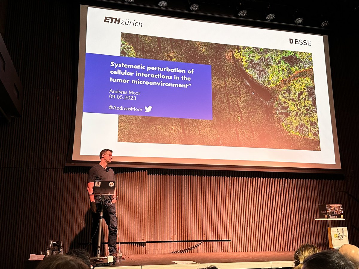 Next up is <a href="/AndreasMoor/">Andreas E. Moor</a> talking about cancer organoids and drug development. They are profiling cancer heterogeneity driven aberrant signaling and interactions in primary cancer tissue and colon cancer #organoids using spatial transcriptomics <a href="/ETH_BSSE/">D-BSSE, ETH Zurich</a>