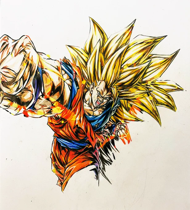 今日はここまでです #ドラゴンボール #レジェンズ #悟空3龍拳爆発 #色鉛筆 #模写
