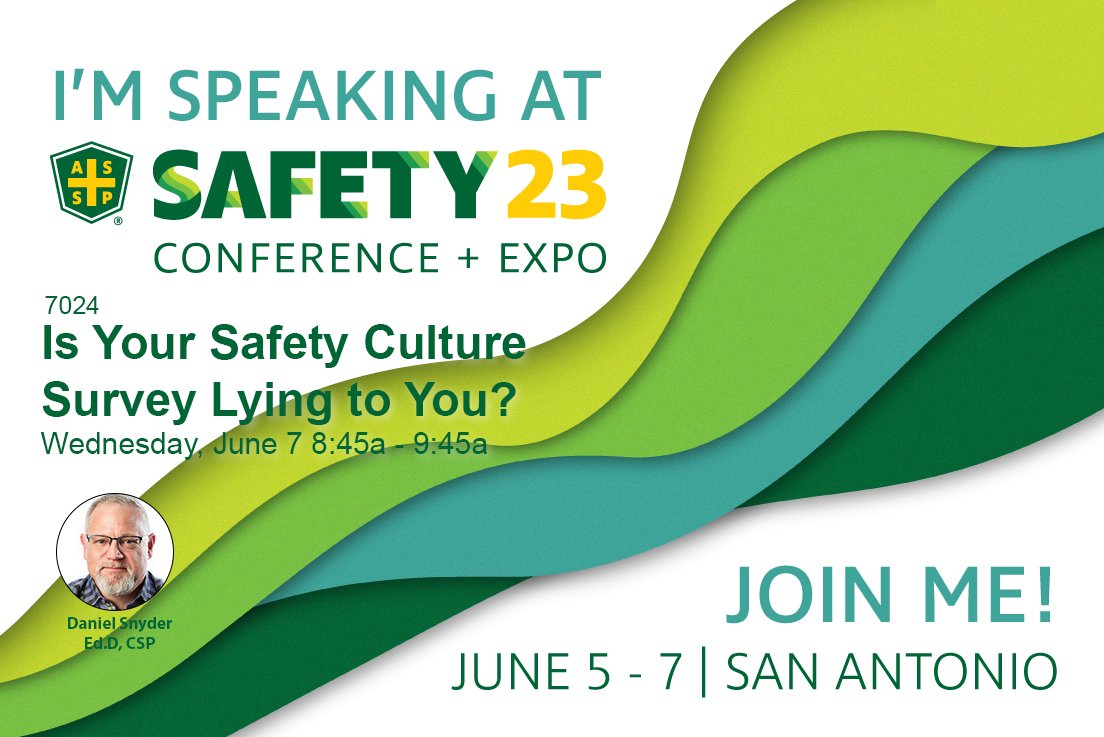 ASSP_EP's tweet photo. Our own Dan Snyder (@span_safety) will dive into culture surveys. This is a hot topic! #safety2023 https://t.co/ULjt8sy4yS