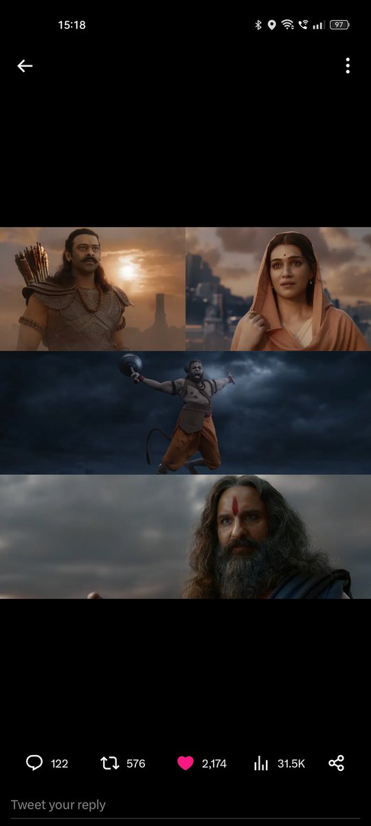 Just watched the #AdipurushTrailer and WOW! The stunning visuals and powerful performances by #Prabhas𓃵 @kritisanon @mesunnysingh and #SaifAliKhan have left me speechless. This epic tale of good versus evil is definitely not to be missed. #AdipurushOnJune16th @omraut