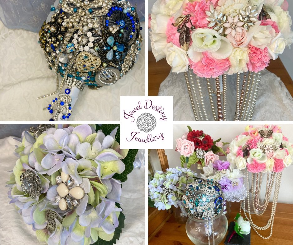 Original designed for you wedding bouquets with vintage and repurposed jewellery. 
I can incorporate sentimental or heirloom pieces to accompany you on your big day.
A sustainable and long lasting g alternative to the tradition
#vintagewedding #ukmakers #weddinginspiration