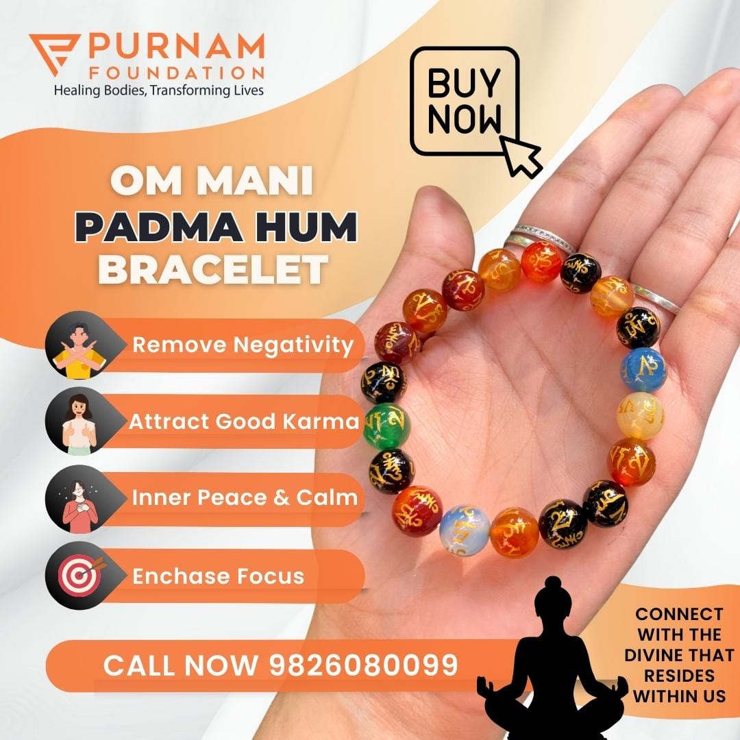 'Let Om Mani Padma Hum bracelet be your guide to inner peace and success! call on 09826080089 #ommanipadmehum #ommanipadmahumbracelet #ommanipadmehumૐ #bracelets #crystals #chakras #energyhealing #chakrahealing #spirituality #vastu #tarot #purnamfoundation #indore #indorecity