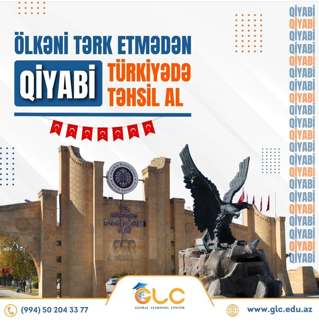 glc_edu's tweet photo. "𝗔𝘁𝗮𝘁ü𝗿𝗸 𝗨𝗻𝗶𝘃𝗲𝗿𝘀𝗶𝘁𝗲𝘁𝗶"nə 𝟱𝟬% endirim📣
Son qeydiyyat tarixi 𝟯𝟭𝗺𝗮𝘆 ❗
Yararlanmaq üçün tələsin👍
Ətraflı məlumat üçün rəy bölməsinə "+" yazmağınız kifayətdir
📍S. Vurğun 34, AF Mall 3-cü mərtəbə
 📞(+994) 50 204 33 77
 🌐https://t.co/fhMuuMuAt7 https://t.co/WGWzYEu93A