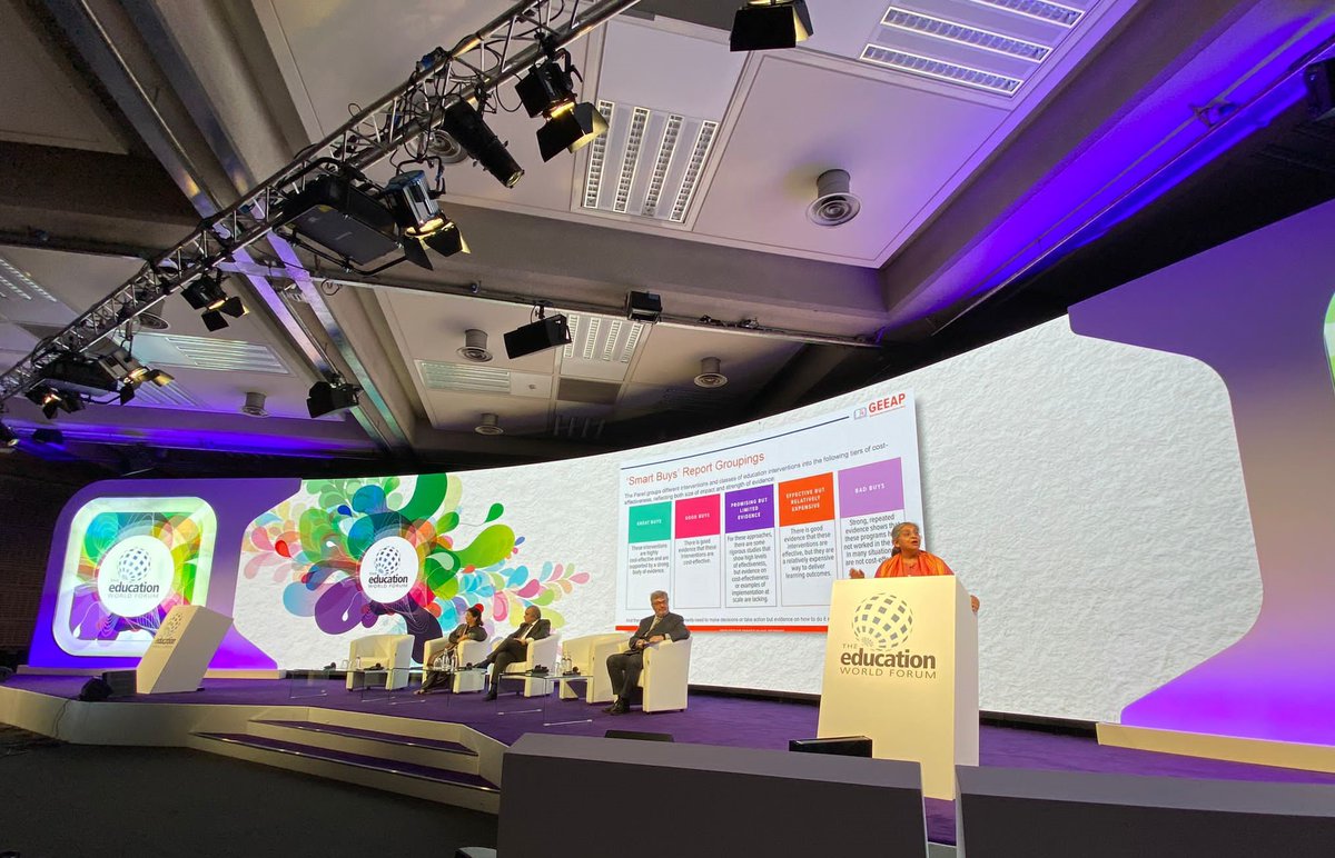 GEEAP_'s tweet photo. “These are recommendations from all studies from all over the world. There is evidence on ways that are cost effective to help children learn well”. 📈

#GEEAP member Rukmini Banerji launching the new GEEAP report at #EWF2023 📙https://t.co/G89W4hWkng https://t.co/UhXScilaBy