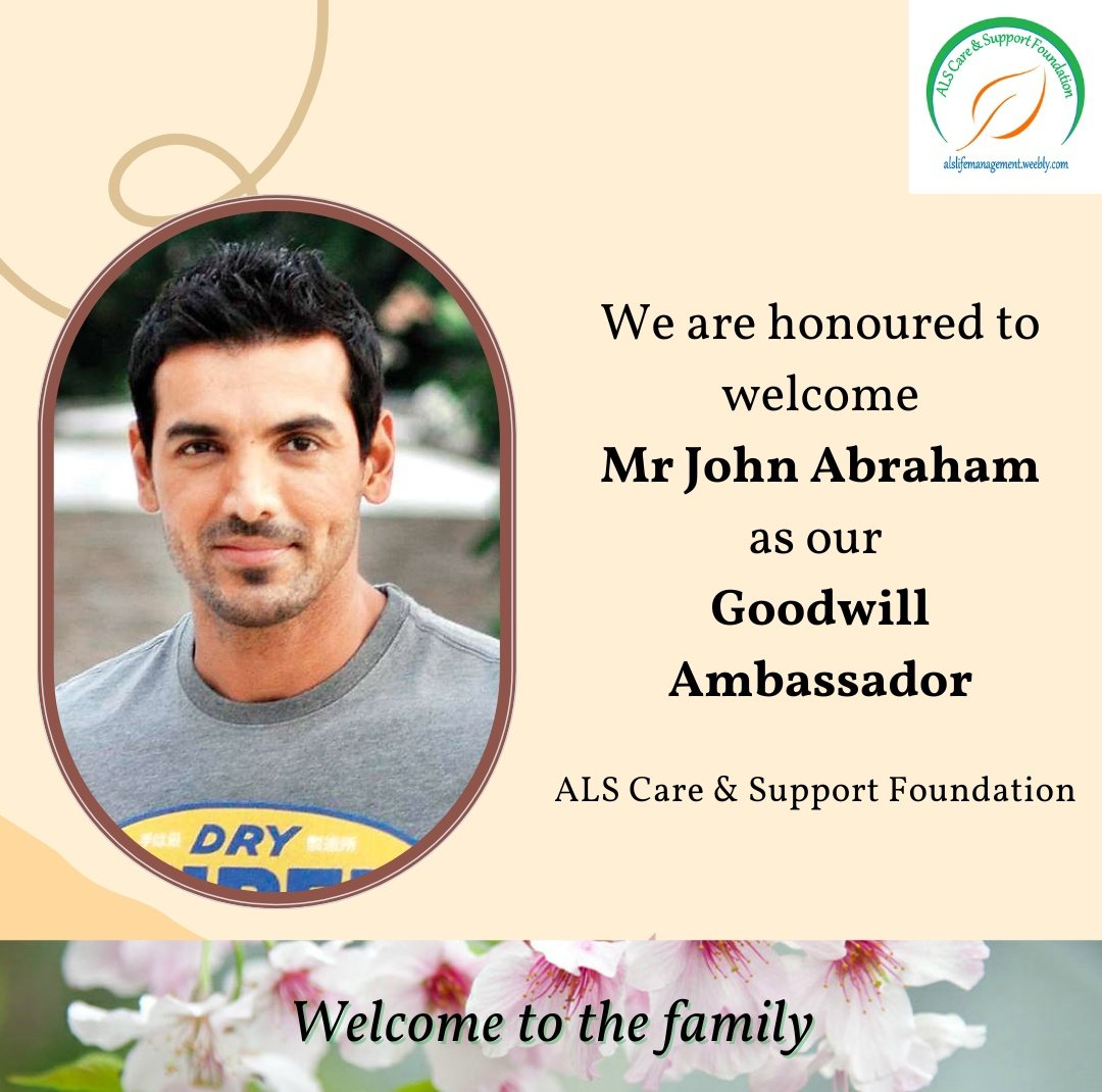 alscasindia's tweet photo. Please join us in welcoming John Abraham as our Goodwill Ambassador! As a passionate advocate for social causes, he will be supporting our mission to help raise awareness about ALS (amyotrophic lateral sclerosis). @TheJohnAbraham https://t.co/IvNfNSOhf6