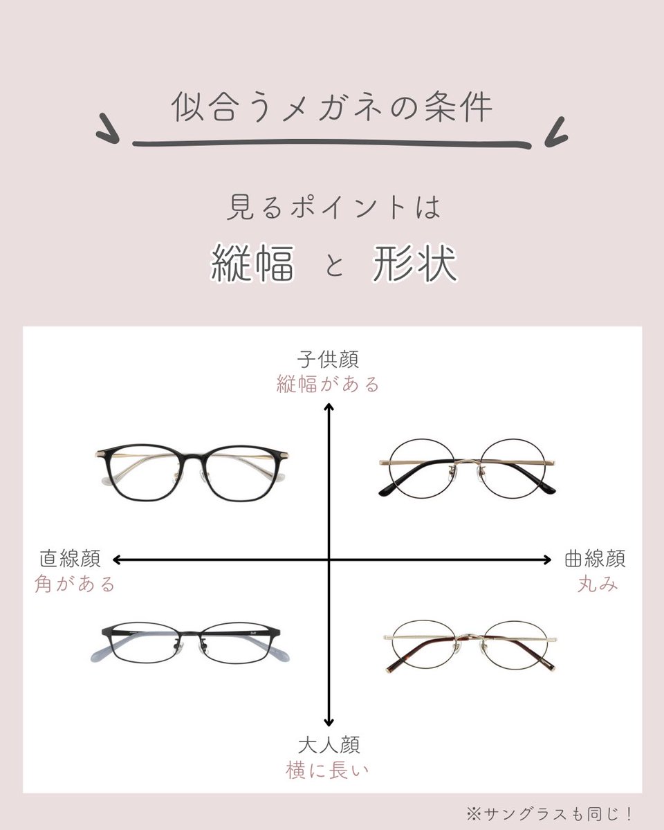 moreuptomoko's tweet photo. 似合うメガネやサングラスの法則🕶✨

顔タイプがわかればメガネの似合う似合わないもわかります！

ぜひ参考にしてみて🌷

#顔タイプ診断 https://t.co/WaTQS48iHz