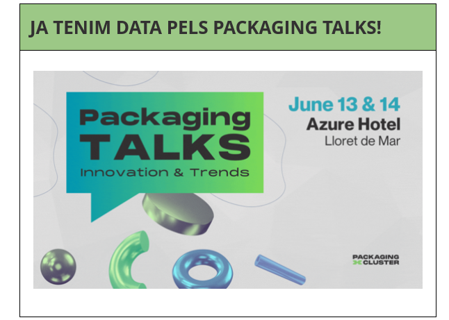 packcluster's tweet photo. 📢Descobreix totes les notícies del clúster del mes de #Maig
👉Save the date | #PackagingTalks i Assemblea Anual, 13 i 14 de Juny https://t.co/flxvtxAVKJ
👉Participa a la segona jornada del #PackagingNET
https://t.co/4LcGSTIZwL https://t.co/agLgQt15QG