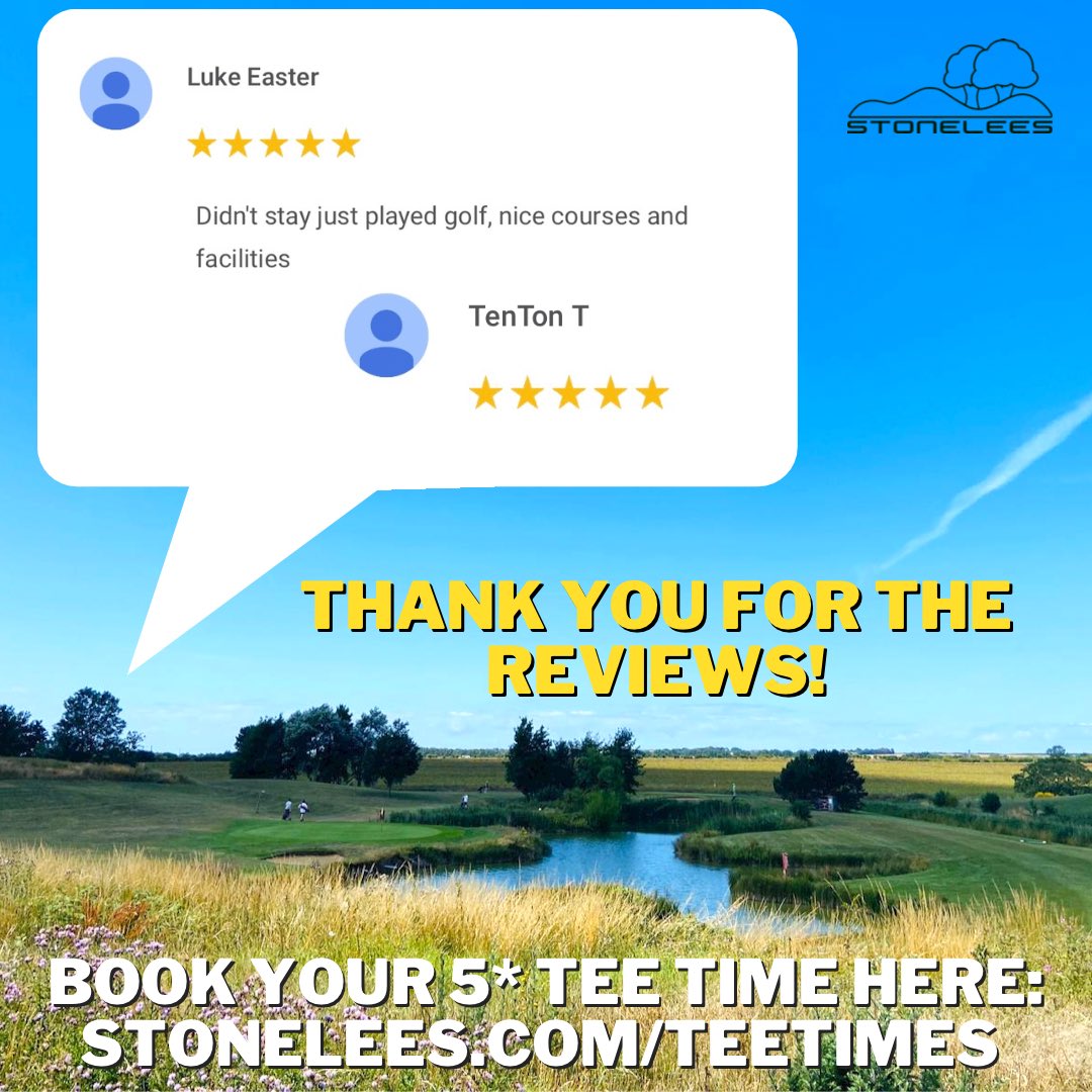 We aim to have our customers leave happier than before they arrived so we’re thrilled to get some great reviews over the last few days, thank you for taking the time to let us know how we’re performing. 

⛳️ stonelees.com/teetimes 

✅ Everyone welcome!

#golf #stonelees